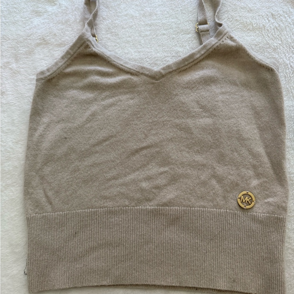 Michael Kors Tan Sleeveless Fitted Camisole M